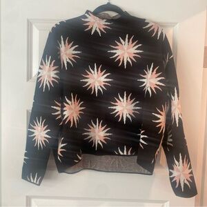 Maeve by Anthropologie Black and Pink starburst Patterned Sweater